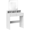 HOMCOM Makeup Vanity Desk with Mirror and Lights, for Bedroom, Modern LED Lighted Dressing Table with 2 Storage Drawers, 3 Compartments, 3 Lighting Modes, for Women Girls, White