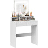 HOMCOM Makeup Vanity Desk with Mirror and Lights, for Bedroom, Modern LED Lighted Dressing Table with 2 Storage Drawers, 3 Compartments, 3 Lighting Modes, for Women Girls, White