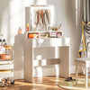 HOMCOM Makeup Vanity Desk with Mirror and Lights, for Bedroom, Modern LED Lighted Dressing Table with 2 Storage Drawers, 3 Compartments, 3 Lighting Modes, for Women Girls, White