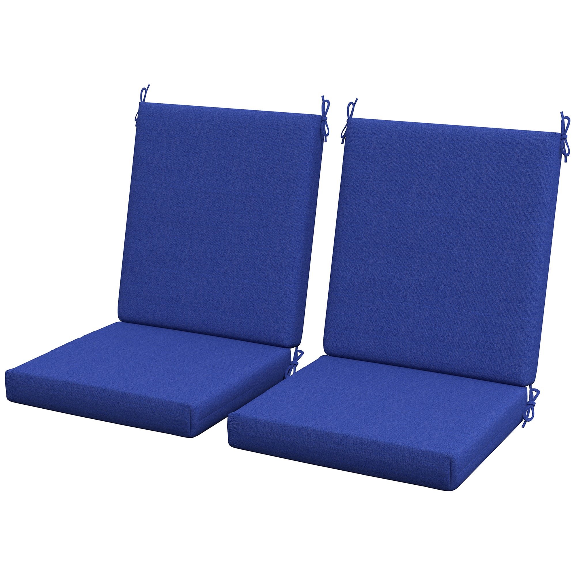 Outsunny Outdoor Chair Cushions Set of 2 for Dining Chairs, Water-Repellent and Fade-Resistant Yarn-Dyed Polyester, Outdoor Seat Cushions with Back Cushions and Ties, Navy Blue