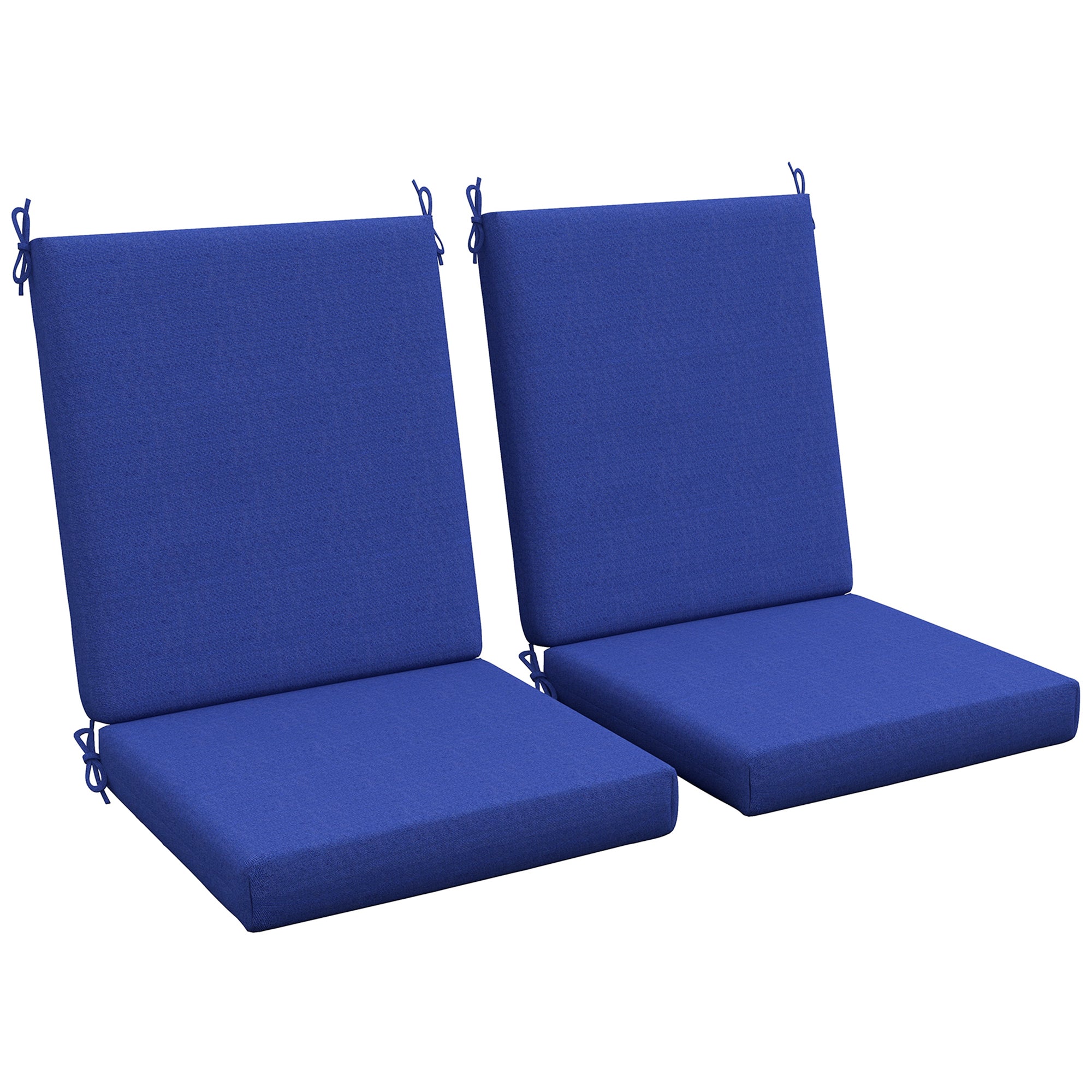 Outsunny Outdoor Chair Cushions Set of 2 for Dining Chairs, Water-Repellent and Fade-Resistant Yarn-Dyed Polyester, Outdoor Seat Cushions with Back Cushions and Ties, Navy Blue