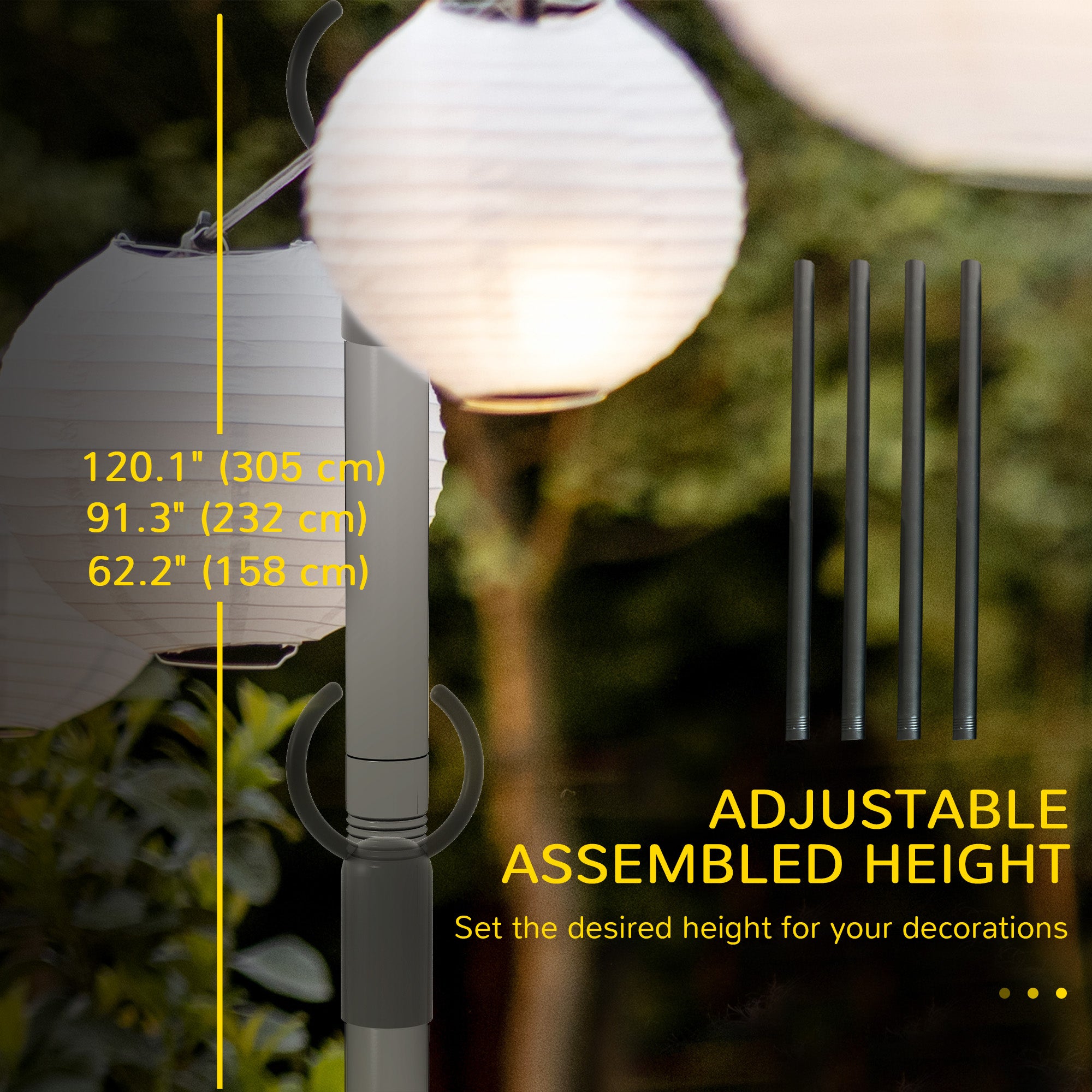 Outsunny 2 Pack of 10' String Light Poles for Hanging Outside Decor, Steel Lighting Stand for Patio, Backyard, Deck, Wedding Party, Black