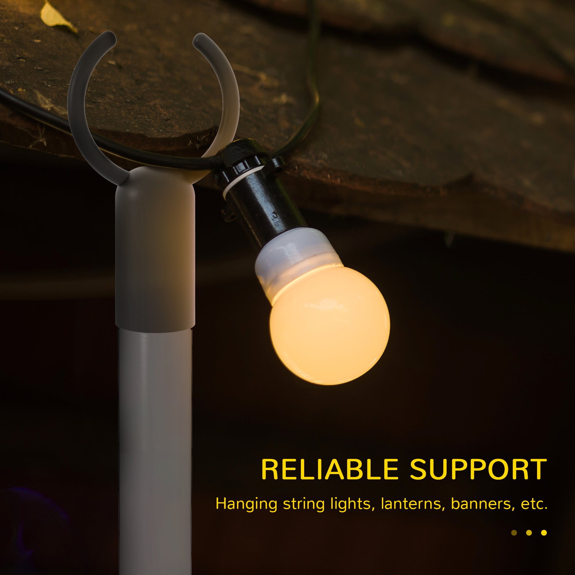 Outsunny 2 Pack of 10' String Light Poles for Hanging Outside Decor, Steel Lighting Stand for Patio, Backyard, Deck, Wedding Party, Black