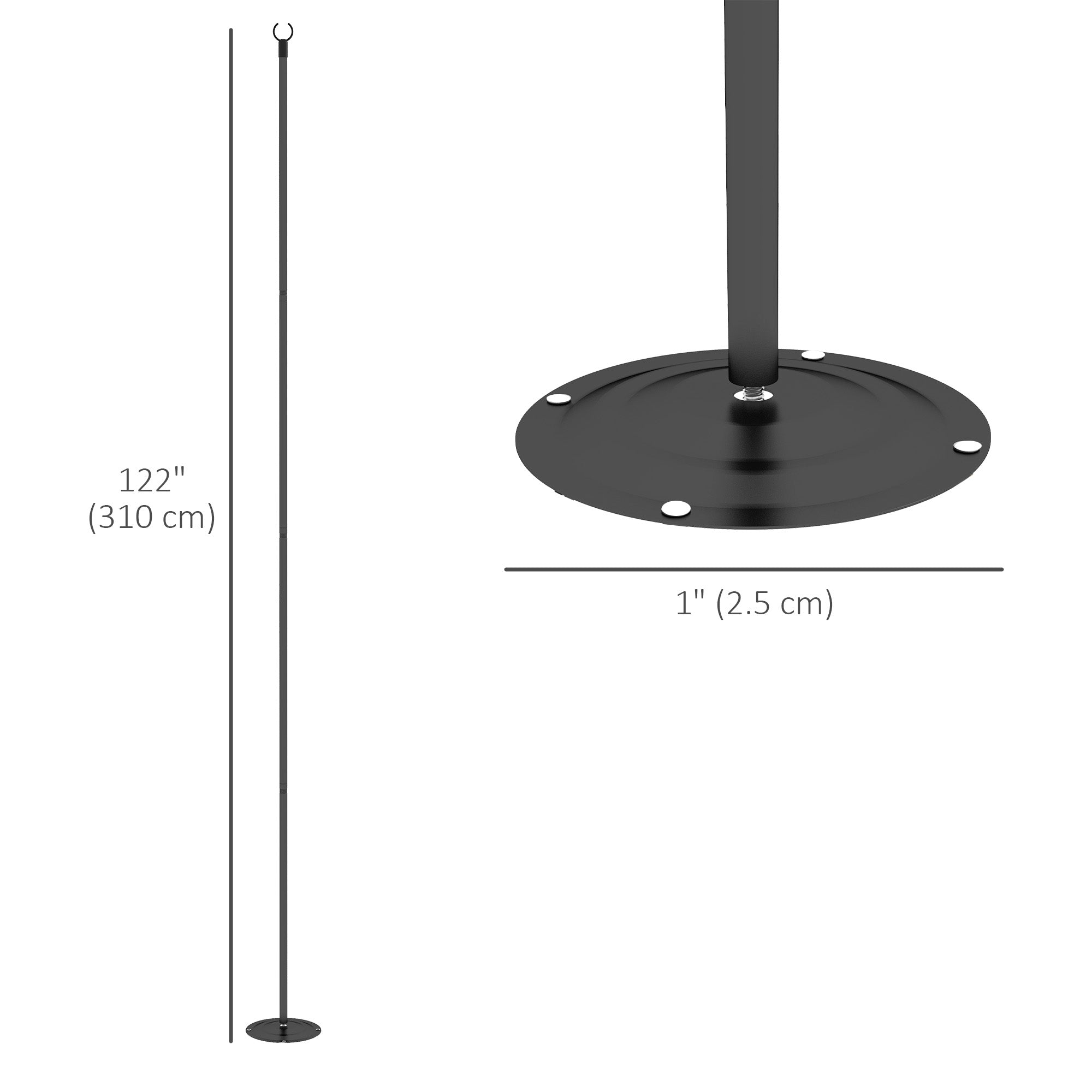 Outsunny 2 Pack of 10' String Light Poles for Hanging Outside Decor, Steel Lighting Stand for Patio, Backyard, Deck, Wedding Party, Black