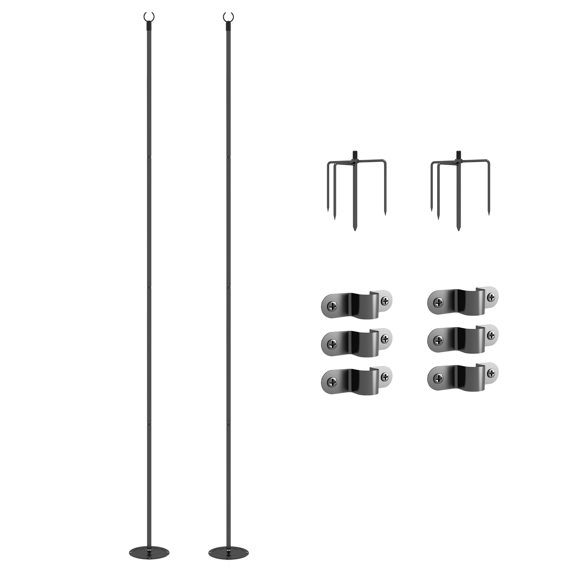 Outsunny 2 Pack of 10' String Light Poles for Hanging Outside Decor, Steel Lighting Stand for Patio, Backyard, Deck, Wedding Party, Black