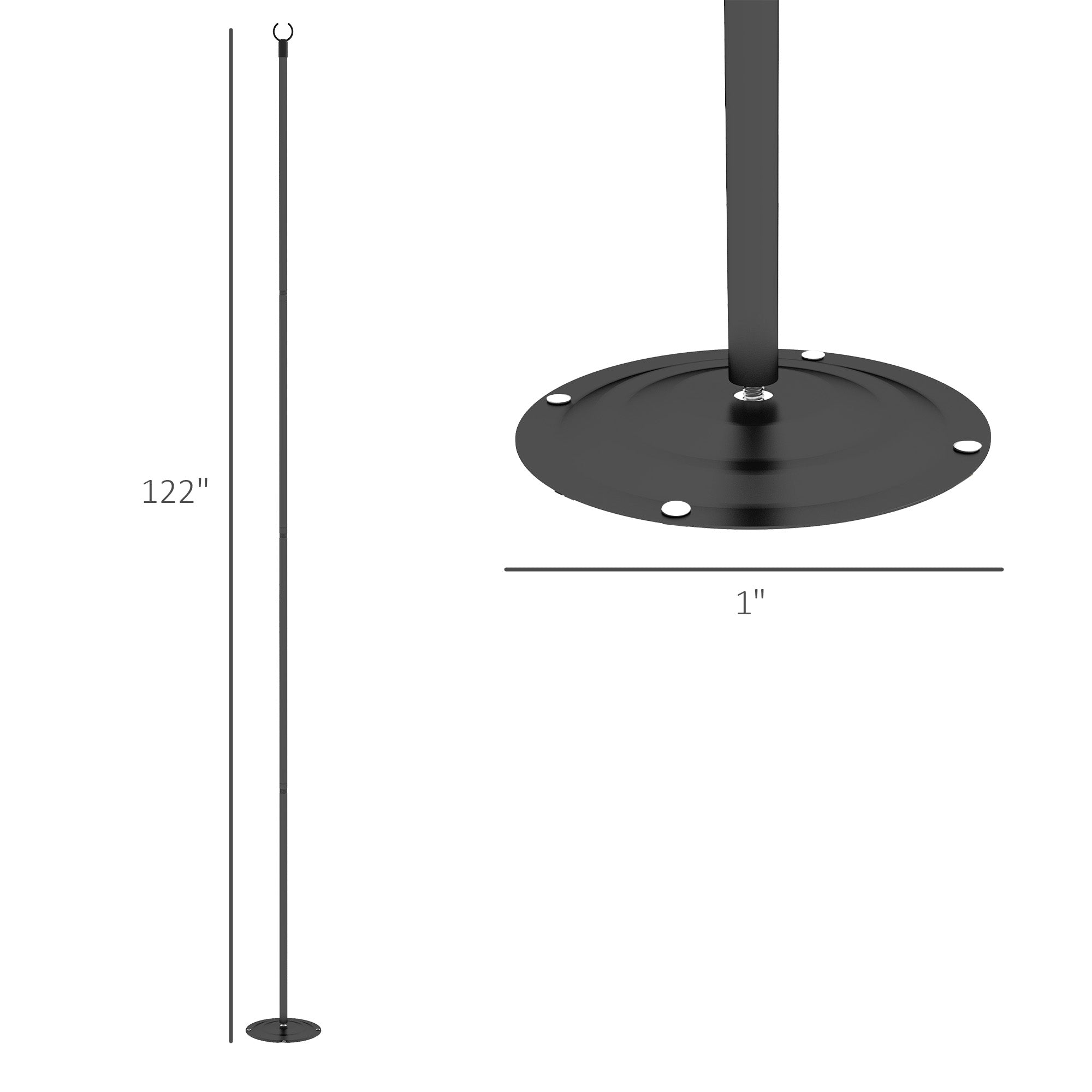 Outsunny 2 Pack of String Light Poles, 10' Light Poles for Hanging Outside Decor, Steel Lighting Stand for Patio, Backyard, Deck, Wedding Party, Black