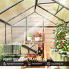 Outsunny 6' x 8' x 6.4' Walk-in Garden Greenhouse Polycarbonate Panels Plants Flower Growth Shed Cold Frame Outdoor Portable Warm House Aluminum Frame, Charcoal Grey