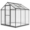 Outsunny 6' x 8' x 6.4' Walk-in Garden Greenhouse Polycarbonate Panels Plants Flower Growth Shed Cold Frame Outdoor Portable Warm House Aluminum Frame, Charcoal Grey