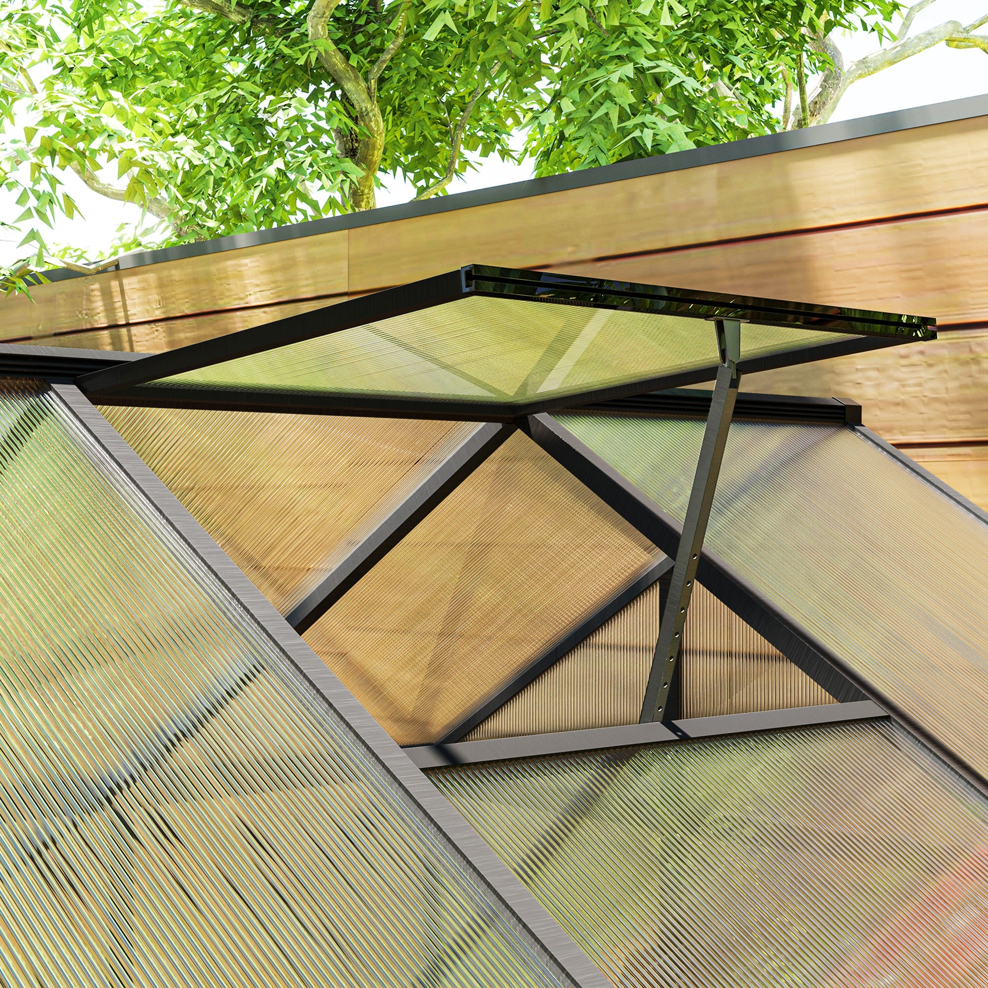 Outsunny 6' x 8' x 6.4' Walk-in Garden Greenhouse Polycarbonate Panels Plants Flower Growth Shed Cold Frame Outdoor Portable Warm House Aluminum Frame, Charcoal Grey