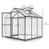 Outsunny 6' x 8' x 6.4' Walk-in Garden Greenhouse Polycarbonate Panels Plants Flower Growth Shed Cold Frame Outdoor Portable Warm House Aluminum Frame, Charcoal Grey