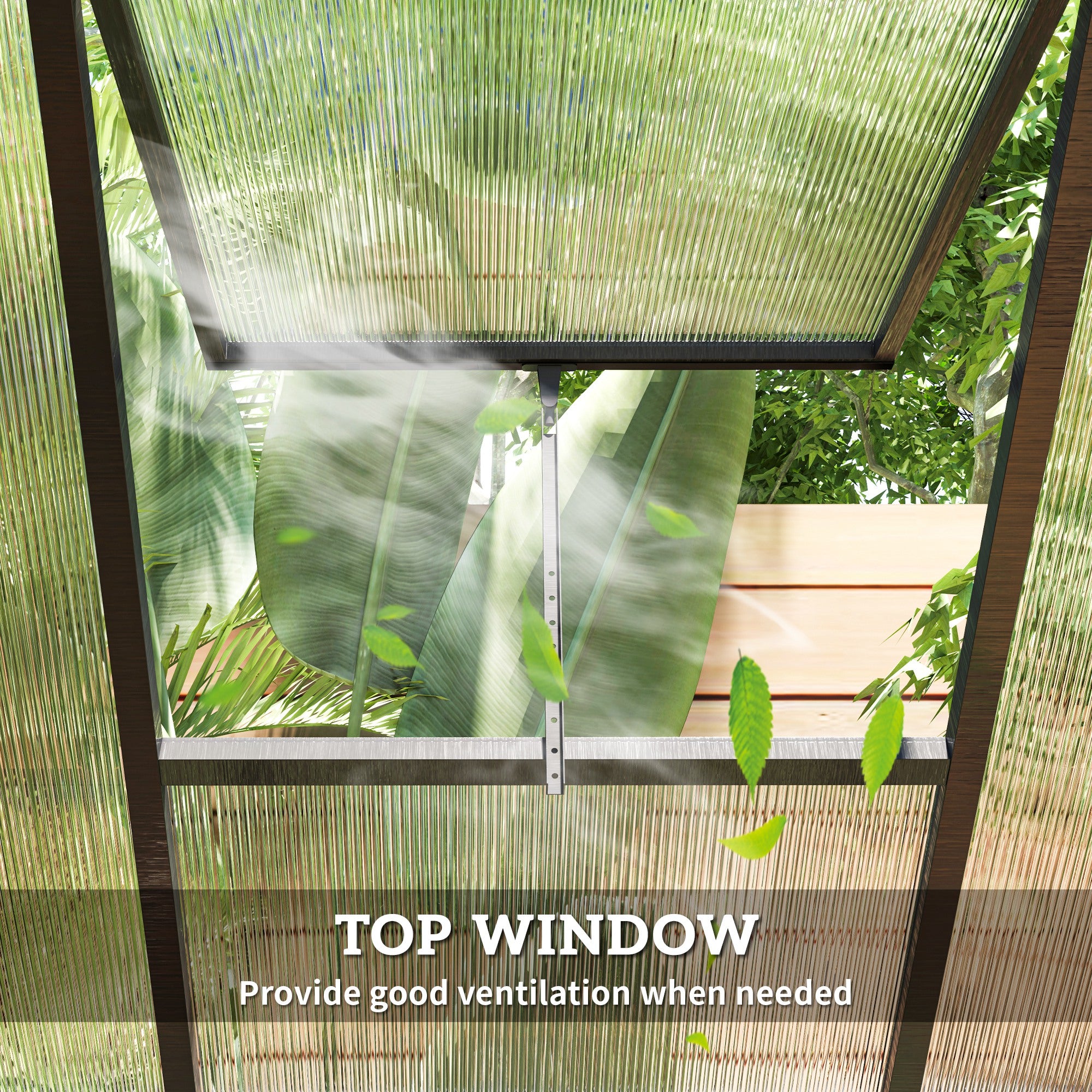 Outsunny 6' x 8' x 6.4' Walk-in Garden Greenhouse Polycarbonate Panels Plants Flower Growth Shed Cold Frame Outdoor Portable Warm House Aluminum Frame, Charcoal Grey