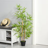 Outsunny 4FT Bamboo Silk Artificial Tree Fake Tropical Tree Imitation Leaf Faux Decorative Plant in Nursery Pot for Indoor Outdoor Decor