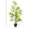 Outsunny 4FT Bamboo Silk Artificial Tree Fake Tropical Tree Imitation Leaf Faux Decorative Plant in Nursery Pot for Indoor Outdoor Decor