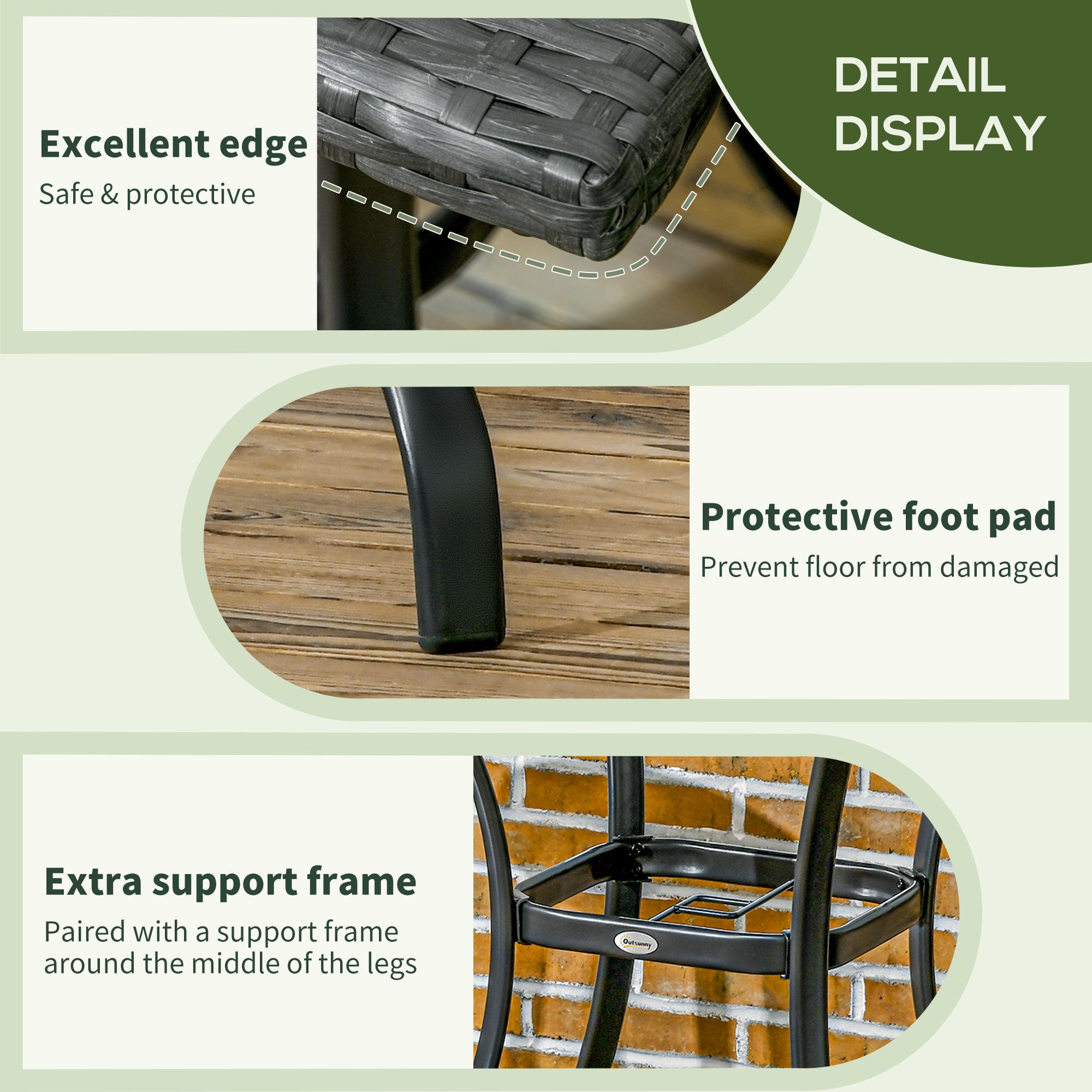 Outsunny Patio Wicker Dining Table with Umbrella Hole, 34 Inch Outdoor PE Rattan Coffee Table with Plastic Board Under the Woven Table Top for Patio, Garden, Balcony, Black