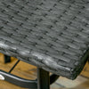 Outsunny Patio Wicker Dining Table with Umbrella Hole, 34 Inch Outdoor PE Rattan Coffee Table with Plastic Board Under the Woven Table Top for Patio, Garden, Balcony, Black