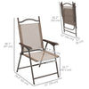 Outsunny Patio Chairs Set of 2, Sports Chairs for Adults, Camping Chairs with Armrest, Breathable Mesh Fabric Seat for Lawn, Brown