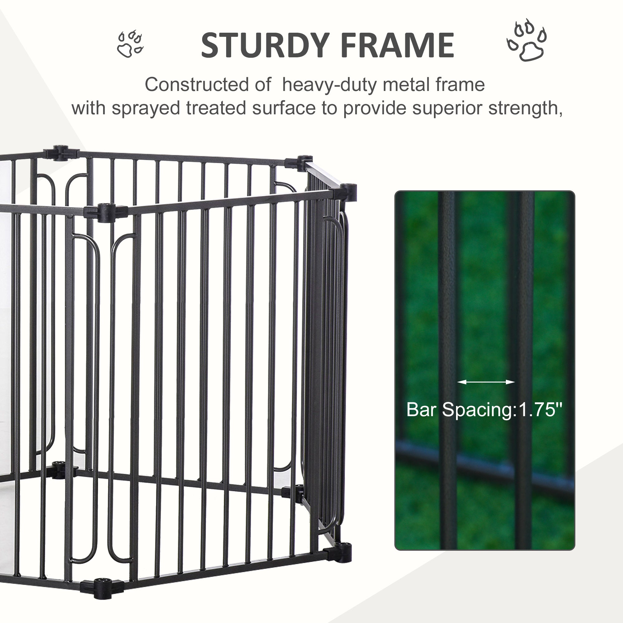 PawHut Heavy-Duty Metal Dog Playpen, Outdoor Pet Cage Kennel, Indoor Puppy Exercise Fence Barrier with Weather-Resistant Polyester Roof, Locking Door, 83"L x 48"W x 47"H