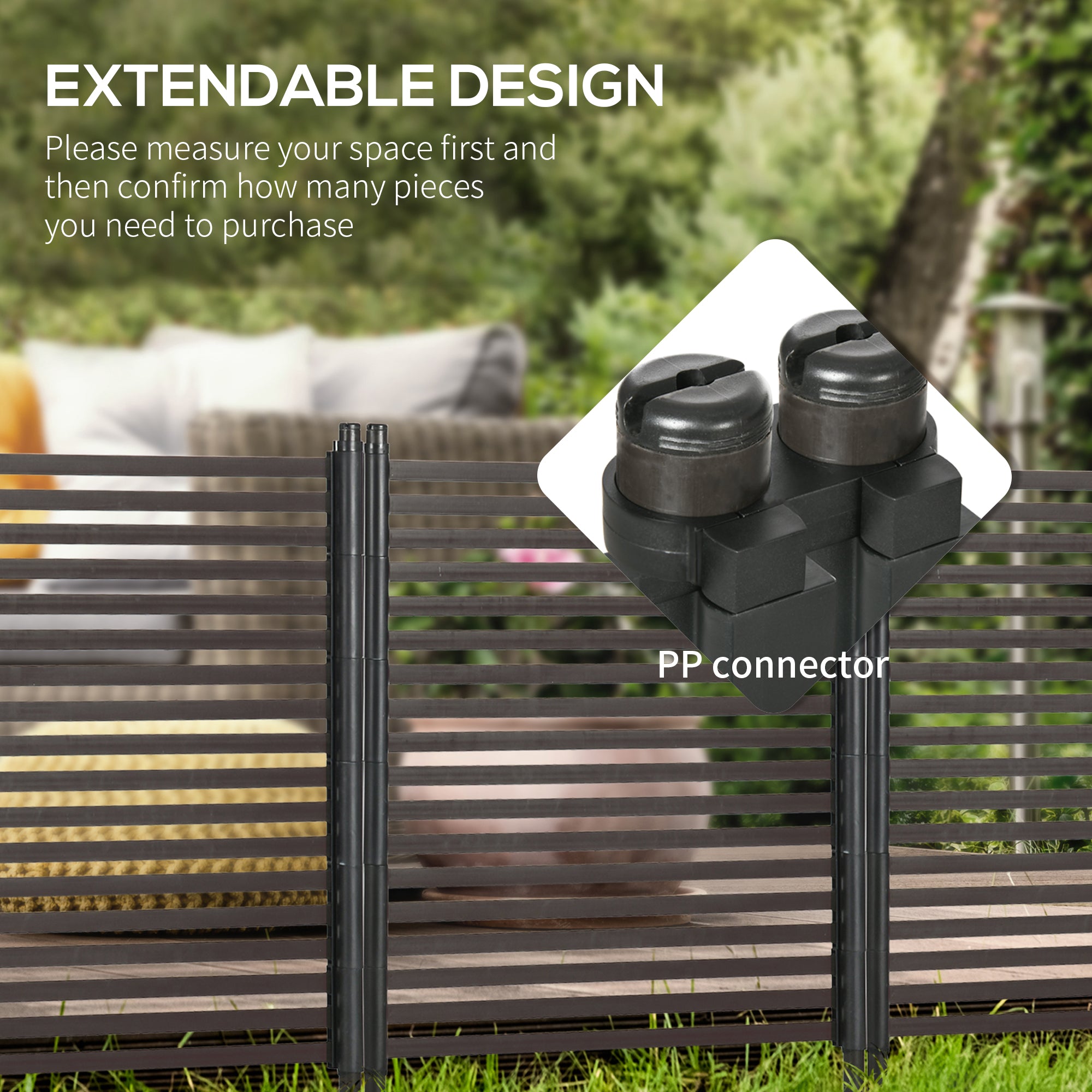 Outsunny Picket Metal Garden Fence for Hard & Soft Ground, 4 ft(H) Standing Outdoor Fencing with Feet, Animal Barrier Flower Bed Landscape Edging, Brown