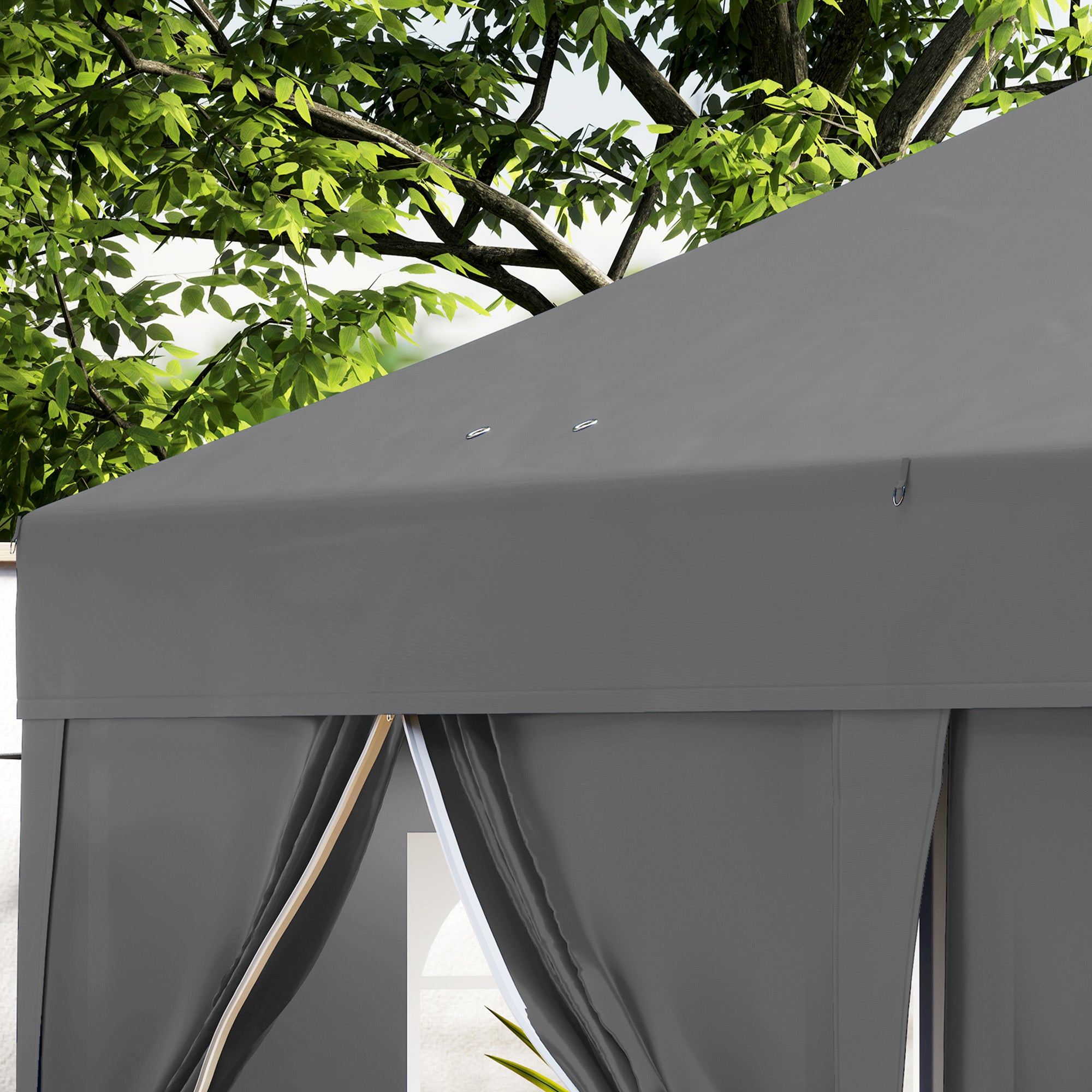 Outsunny 10' x 20' Pop Up Canopy with 6 Walls, Outdoor Easy Up Canopy Party Tent with Steel Frame, Drainage Holes, Instant Garden Shade Shelter with Carrying Bag, Black