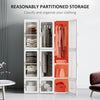 HOMCOM Portable Wardrobe Closet, Armoire, Foldable Clothes Organizer with Cube Storage, Hanging Rods, Magnet Doors, White