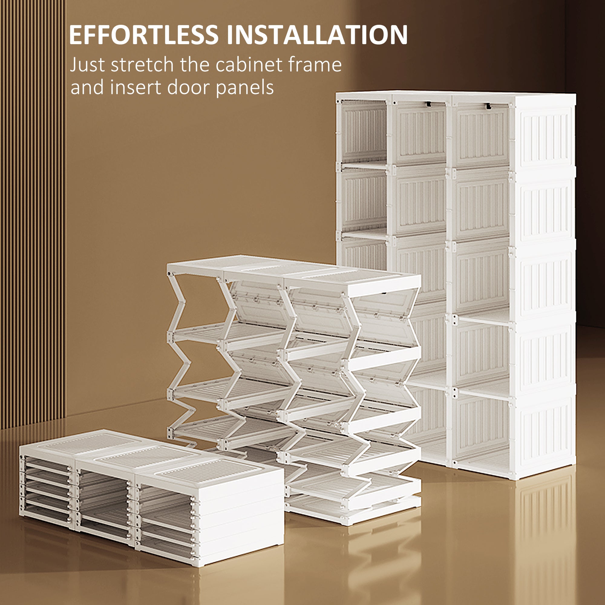 HOMCOM Portable Wardrobe Closet, Armoire, Foldable Clothes Organizer with Cube Storage, Hanging Rods, Magnet Doors, White