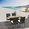 Outsunny 5 Pieces Wicker Patio Dining Set Outdoor Furniture Set with Removable Cushions, WPC Top Dining Table, PE Rattan Conversation Set for Garden Poolside Backyard, Cream White