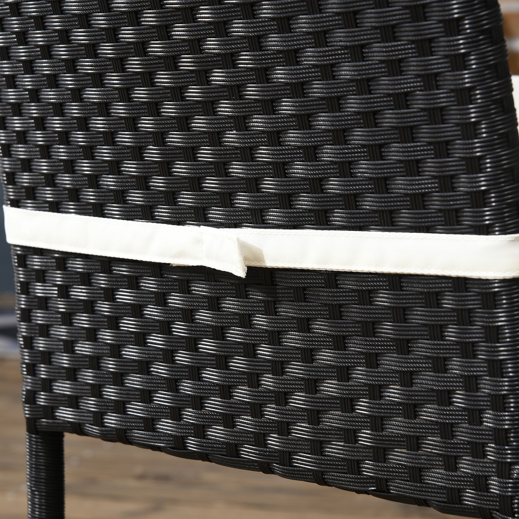Outsunny 5 Pieces Wicker Patio Dining Set Outdoor Furniture Set with Removable Cushions, WPC Top Dining Table, PE Rattan Conversation Set for Garden Poolside Backyard, Cream White