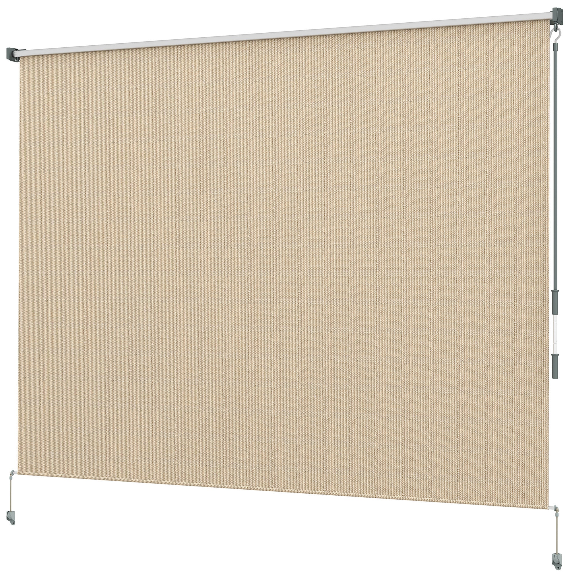 Outsunny 8'W x 6'H Roller Shades, Outdoor Blinds Cordless Roll Up Shade for Porch Balcony Gazebo, Beige