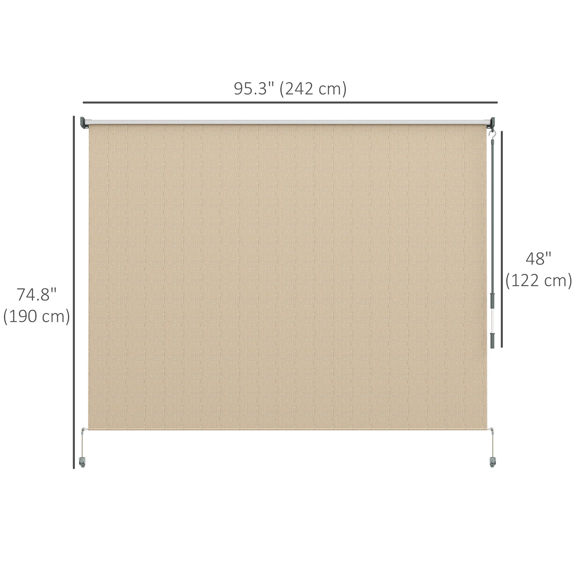 Outsunny 8'W x 6'H Roller Shades, Outdoor Blinds Cordless Roll Up Shade for Porch Balcony Gazebo, Beige