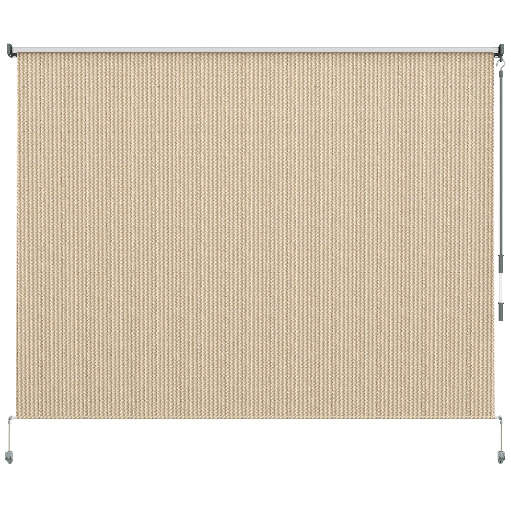 Outsunny 8'W x 6'H Roller Shades, Outdoor Blinds Cordless Roll Up Shade for Porch Balcony Gazebo, Beige