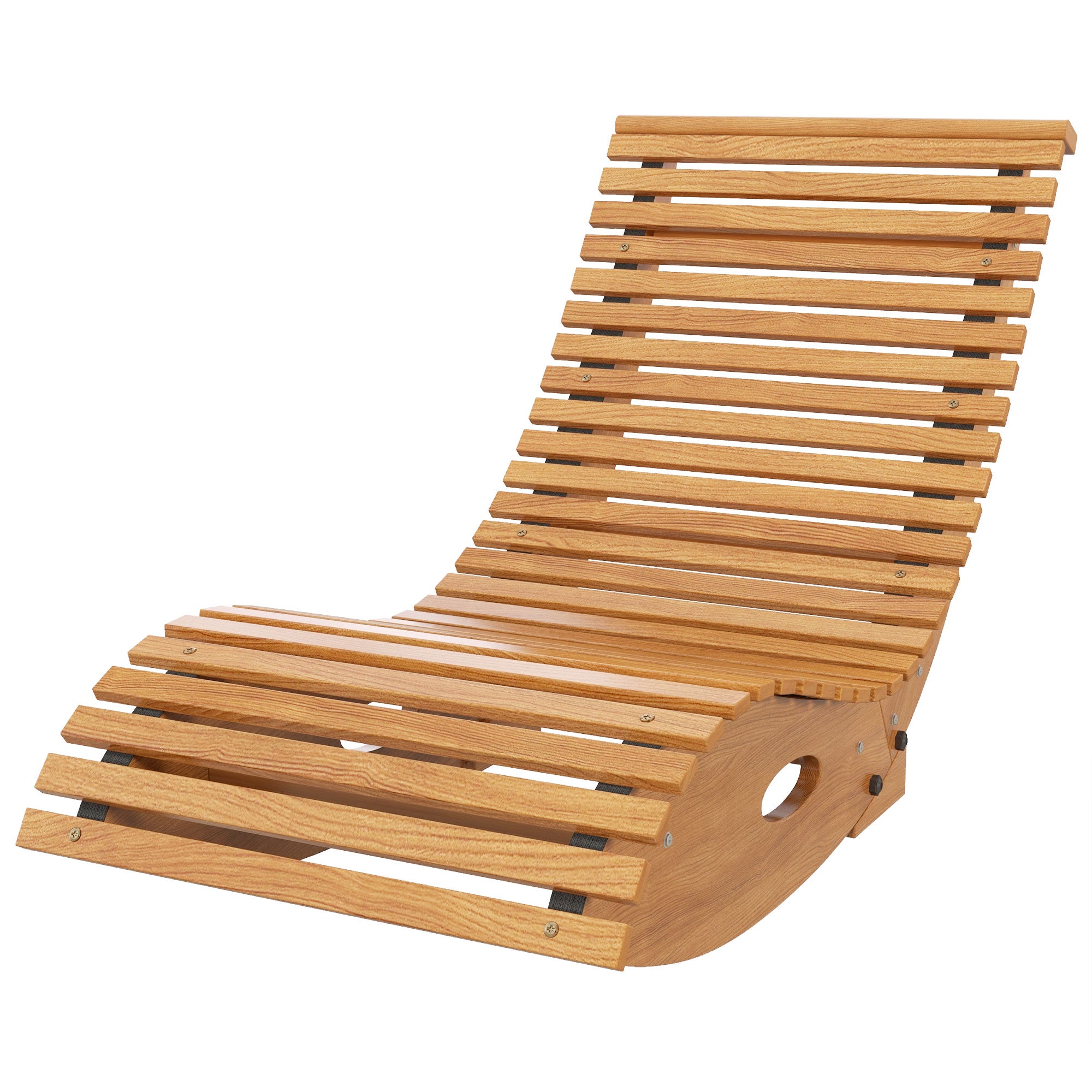 Outsunny Wooden Outdoor Rocking Chair with Slatted Seat & High Back, Patio Rocking Chair with S Shape, Solid Wood Rocker for Backyard, Garden, Teak