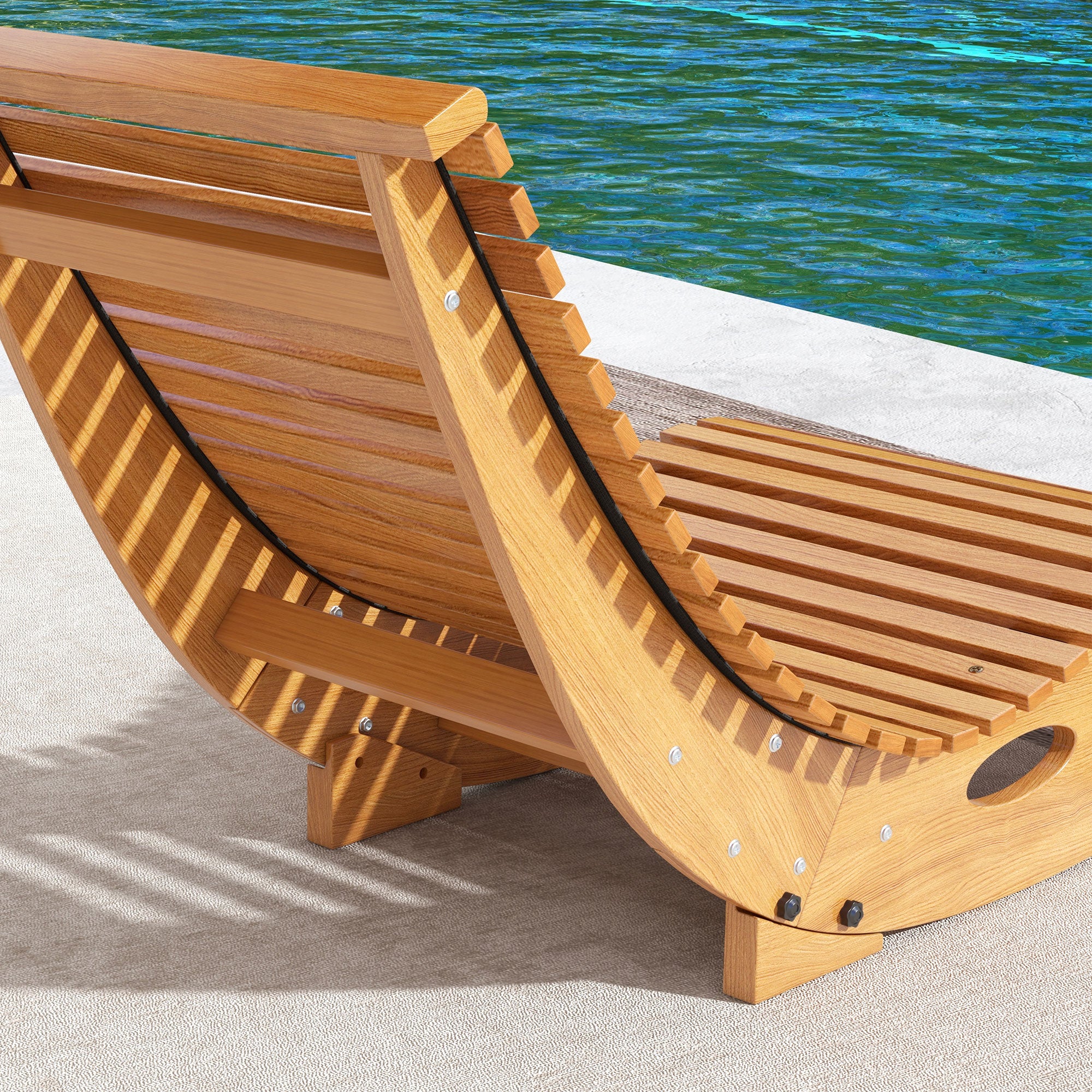 Outsunny Wooden Outdoor Rocking Chair with Slatted Seat & High Back, Patio Rocking Chair with S Shape, Solid Wood Rocker for Backyard, Garden, Teak