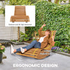 Outsunny Wooden Outdoor Rocking Chair with Slatted Seat & High Back, Patio Rocking Chair with S Shape, Solid Wood Rocker for Backyard, Garden, Teak