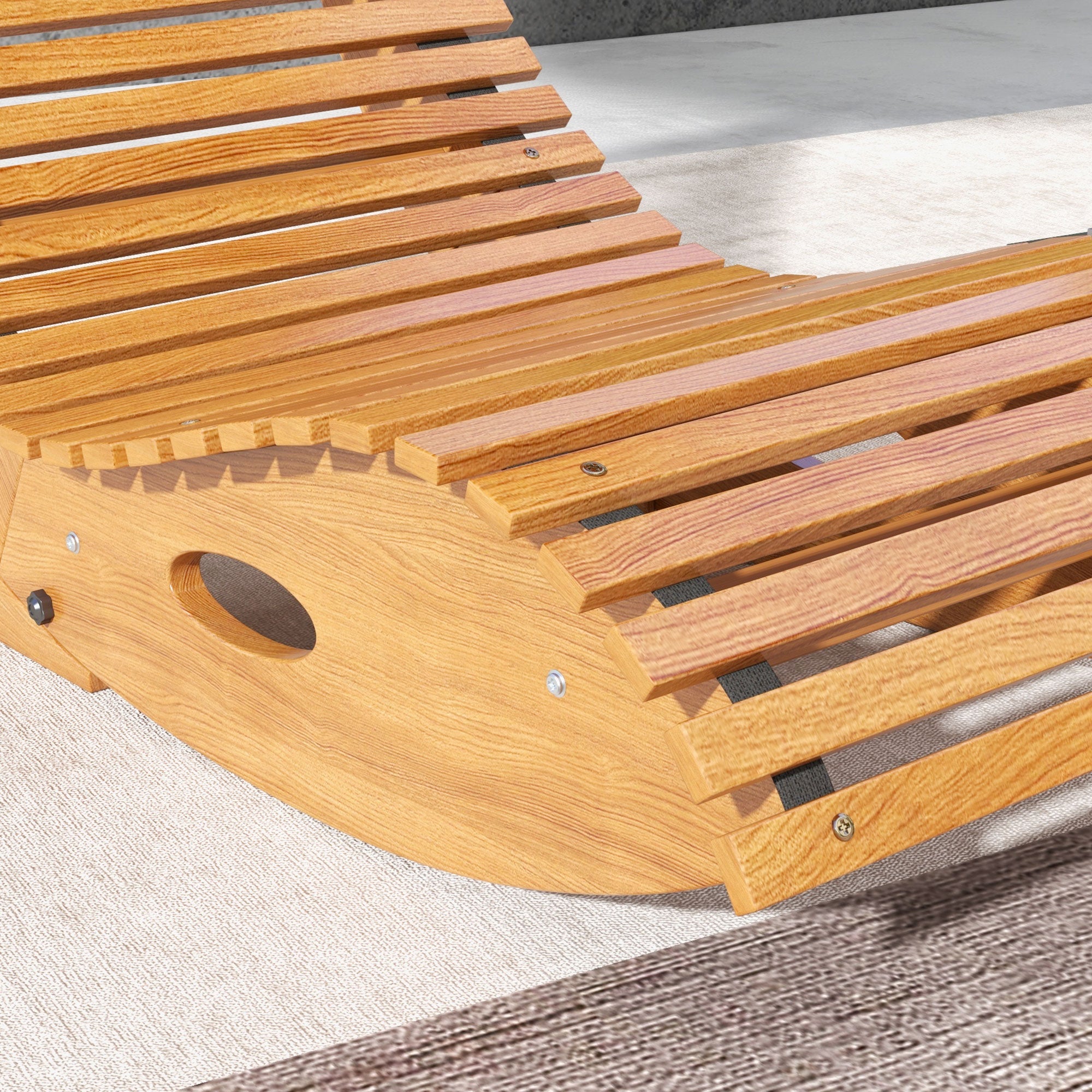 Outsunny Wooden Outdoor Rocking Chair with Slatted Seat & High Back, Patio Rocking Chair with S Shape, Solid Wood Rocker for Backyard, Garden, Teak