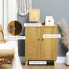 HOMCOM Storage Cabinet, Vintage Kitchen Cabinet with Shelf, Chevron Doors, Soft Close Hinges and Wooden Legs, Natural