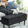 HOMCOM 37 Inch Modern Ottoman with Storage and Wooden Legs, Storage Ottoman with Teddy Velvet Upholstery, for Living Room, Bedroom, Black
