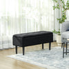 HOMCOM 37 Inch Modern Ottoman with Storage and Wooden Legs, Storage Ottoman with Teddy Velvet Upholstery, for Living Room, Bedroom, Black