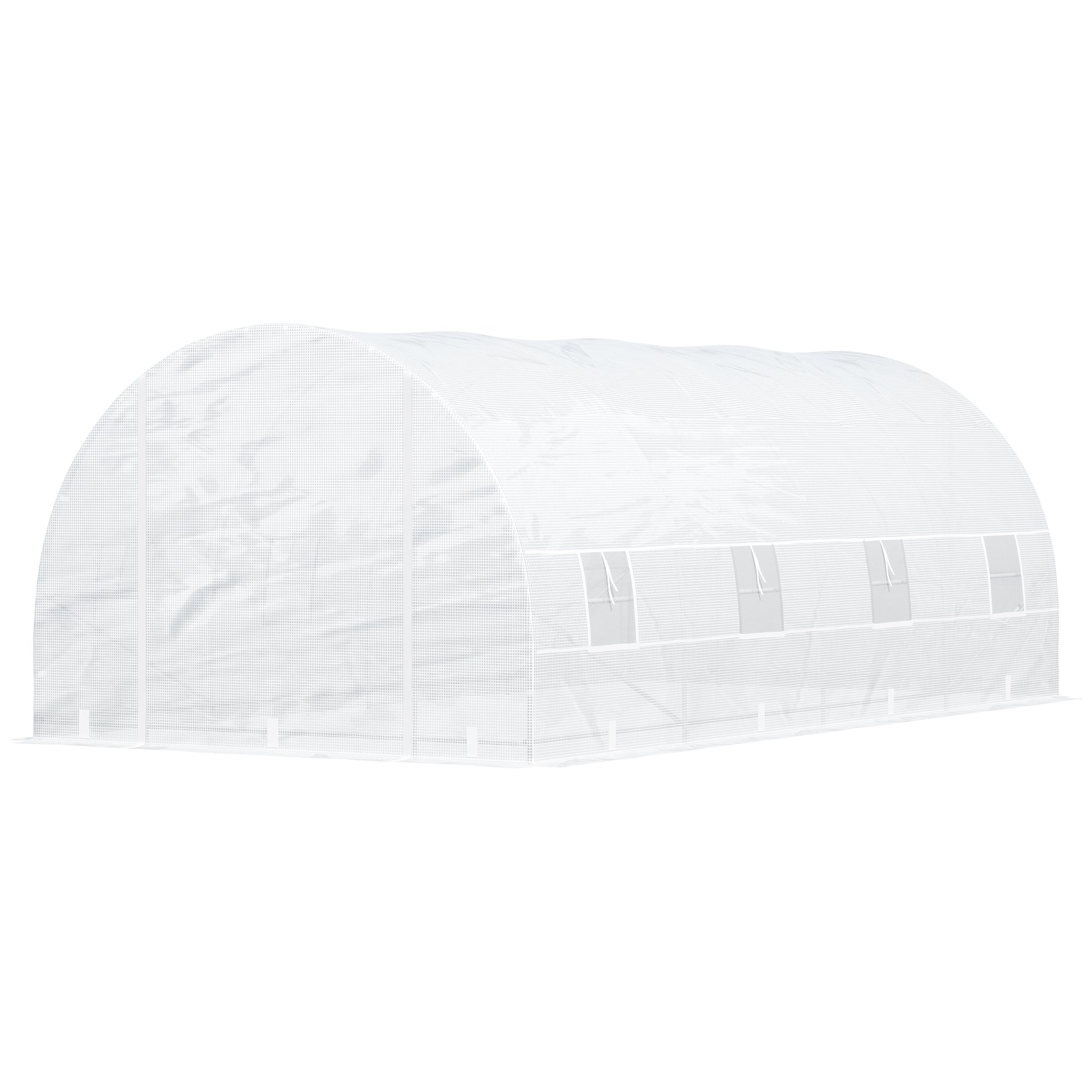 Outsunny 20x10x7ft Heavy Duty Tunnel Walk-in Greenhouse Outdoor Backyard Seed Plant Vegetables Grow Warm House White