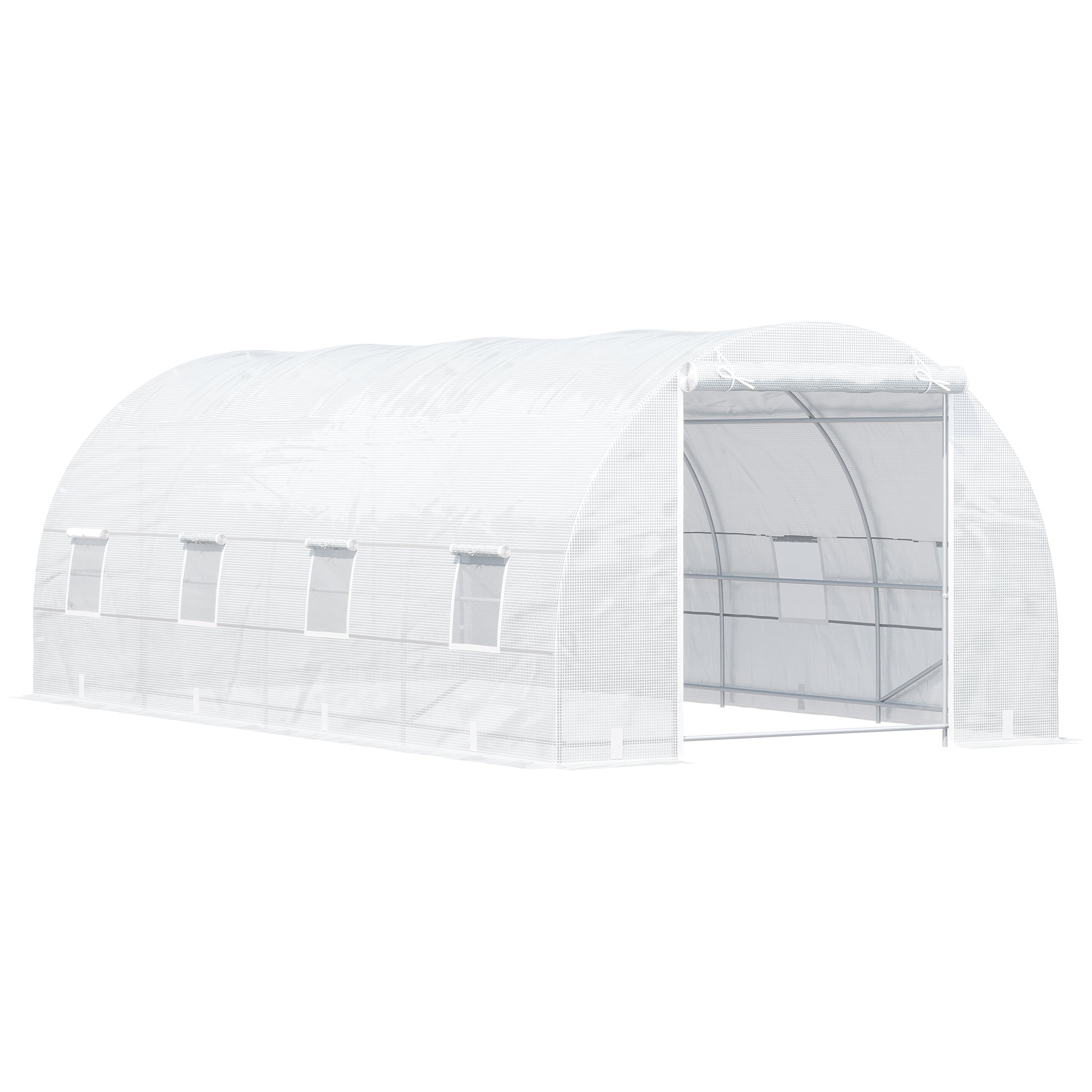 Outsunny 20x10x7ft Heavy Duty Tunnel Walk-in Greenhouse Outdoor Backyard Seed Plant Vegetables Grow Warm House White