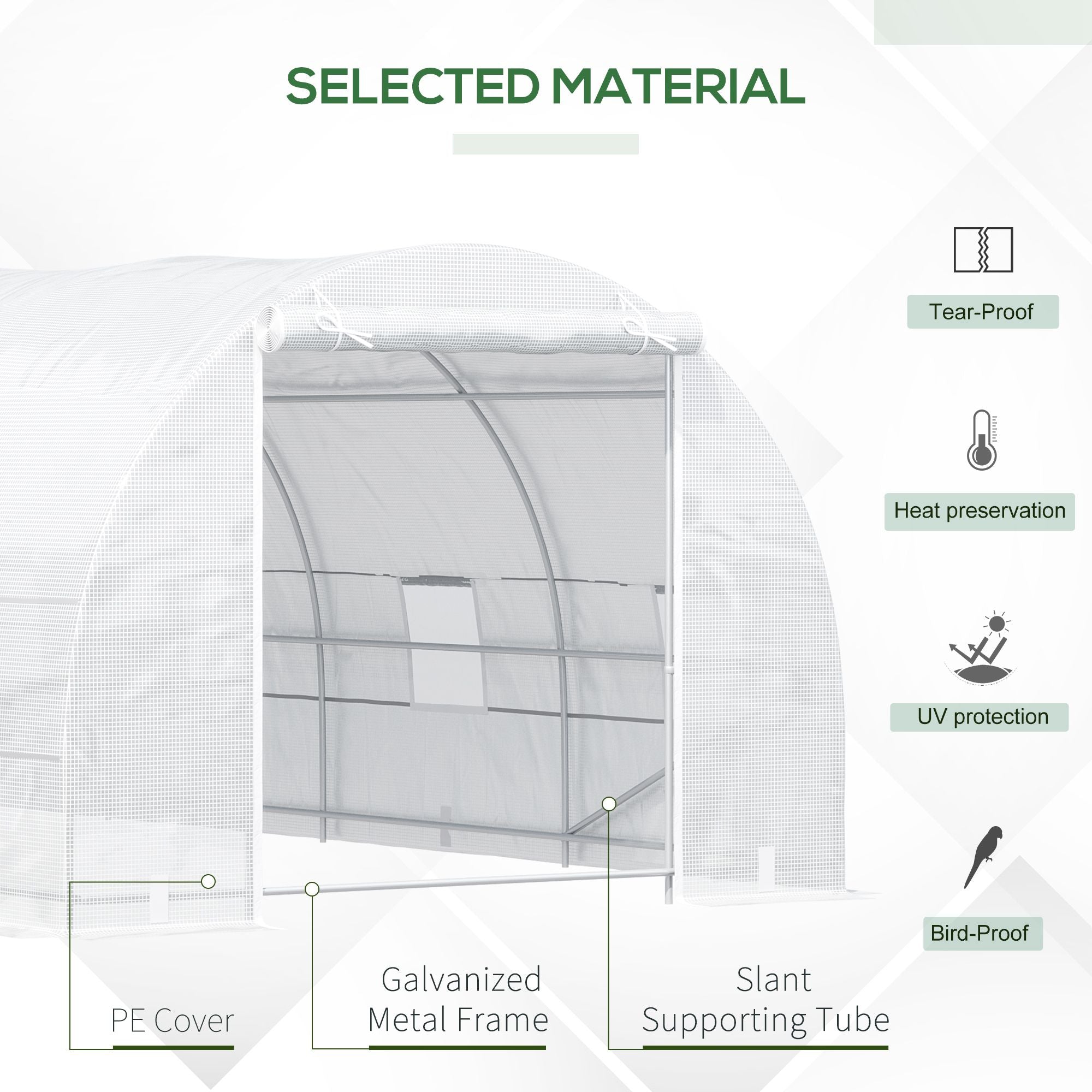 Outsunny 20x10x7ft Heavy Duty Tunnel Walk-in Greenhouse Outdoor Backyard Seed Plant Vegetables Grow Warm House White