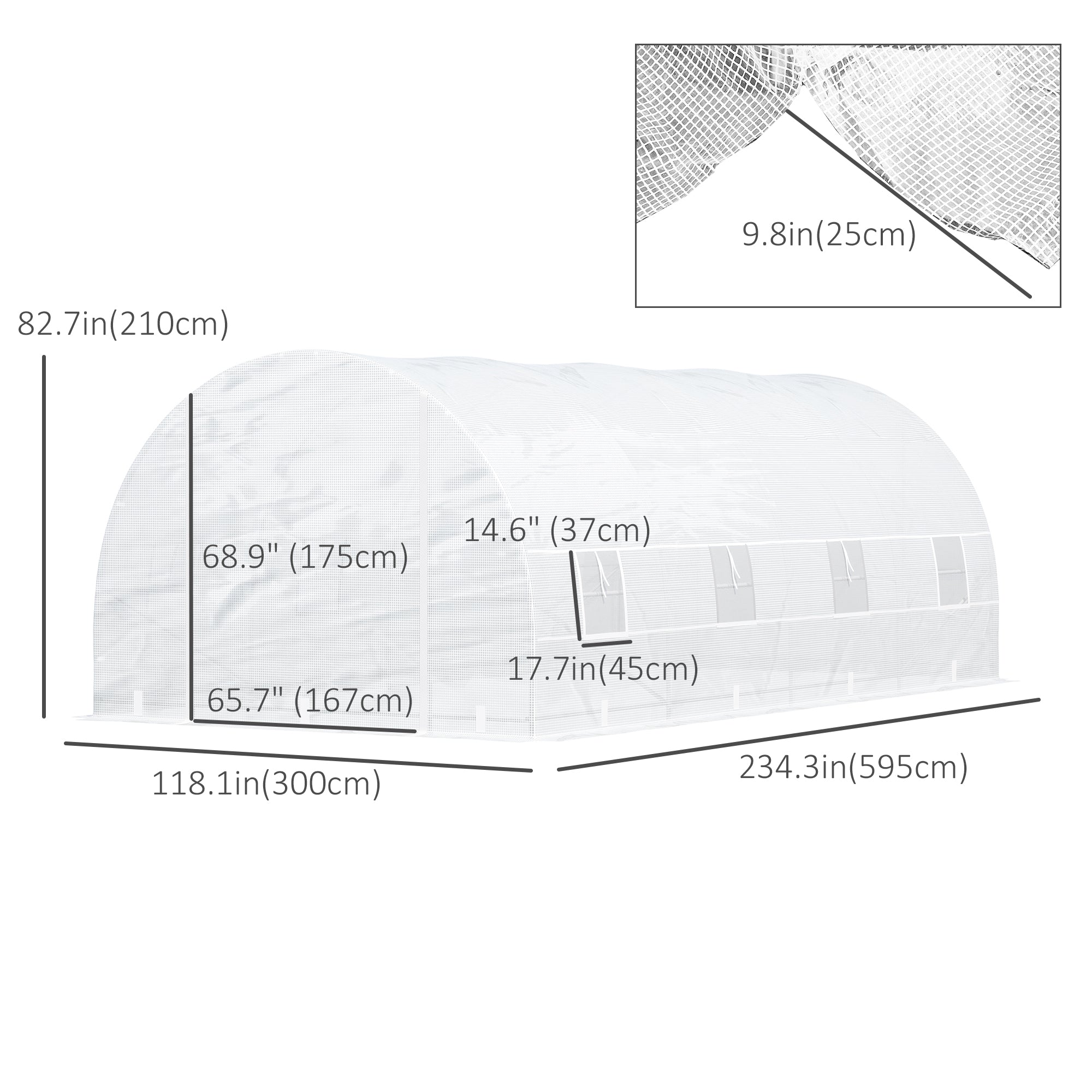 Outsunny 20x10x7ft Heavy Duty Tunnel Walk-in Greenhouse Outdoor Backyard Seed Plant Vegetables Grow Warm House White