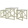 HOMCOM Coffee Table Set of 3, Nesting Tables, Modern Side Tables with Tempered Glass Top and Steel Frame for Living Room, Small Space, Brushed Gold