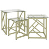 HOMCOM Coffee Table Set of 3, Nesting Tables, Modern Side Tables with Tempered Glass Top and Steel Frame for Living Room, Small Space, Brushed Gold
