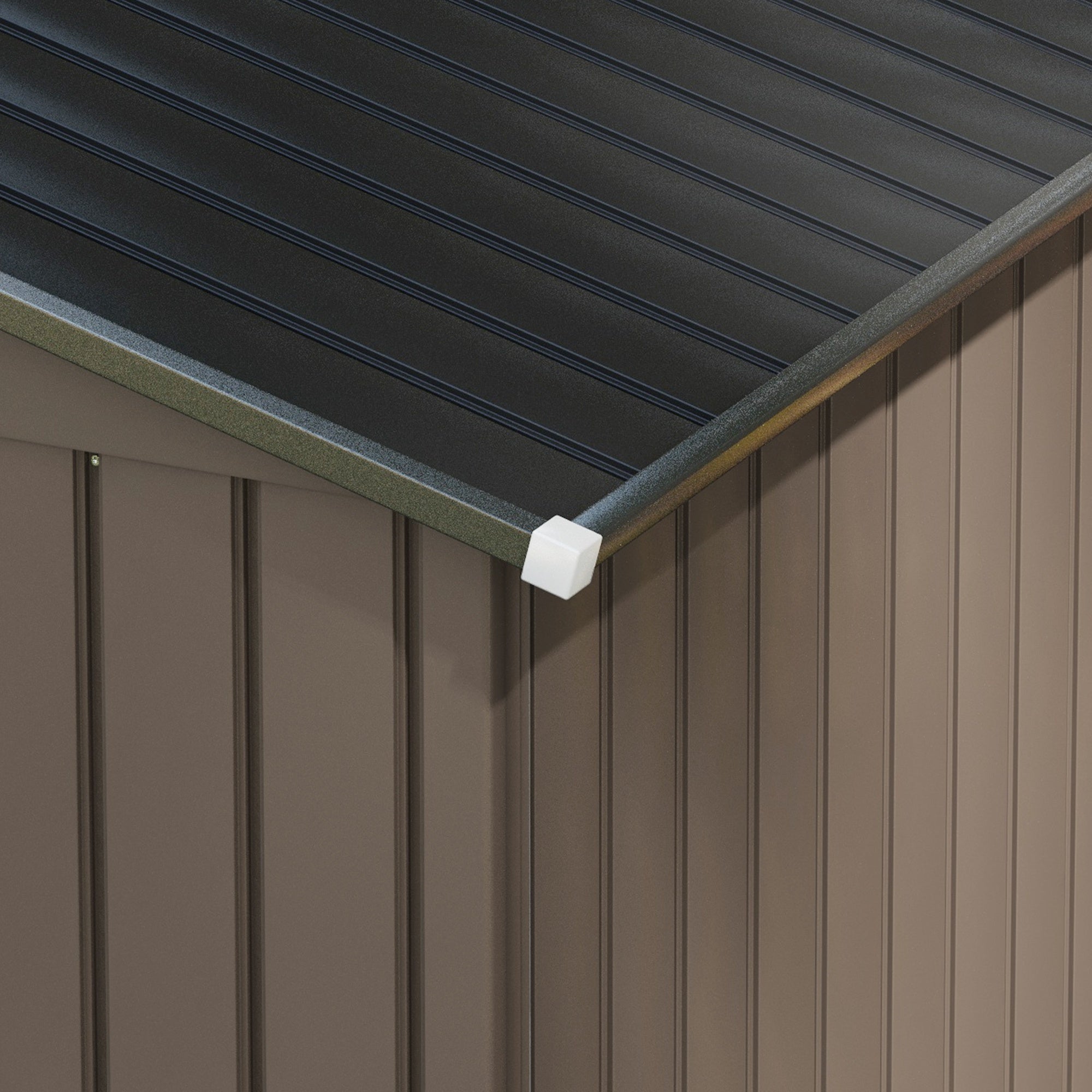 Outsunny 7' x 4' x 6' Garden Storage Shed Outdoor Patio Yard Metal Tool Storage House w/ Steel Foundation Kit and Double Doors, Brown