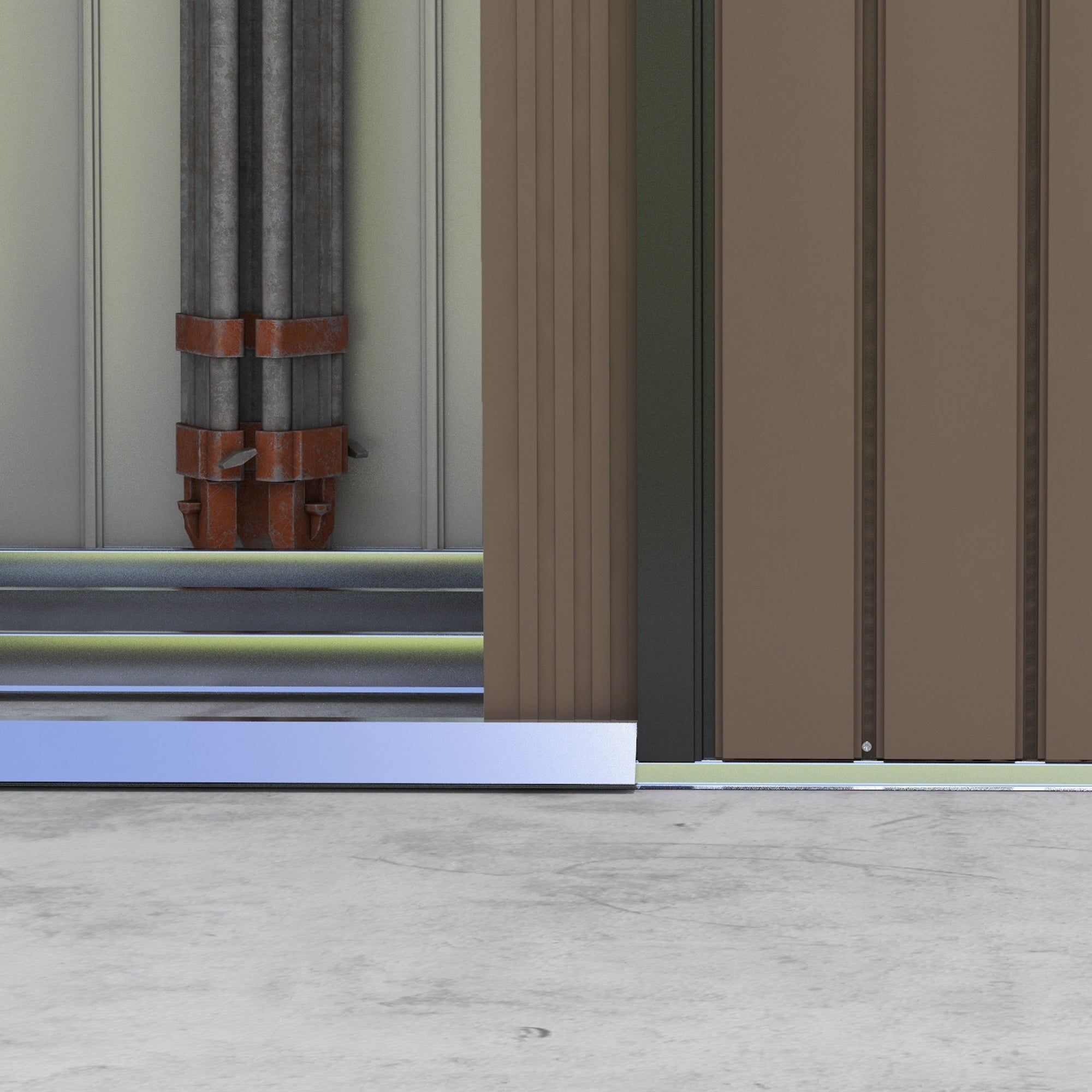 Outsunny 7' x 4' x 6' Garden Storage Shed Outdoor Patio Yard Metal Tool Storage House w/ Steel Foundation Kit and Double Doors, Brown