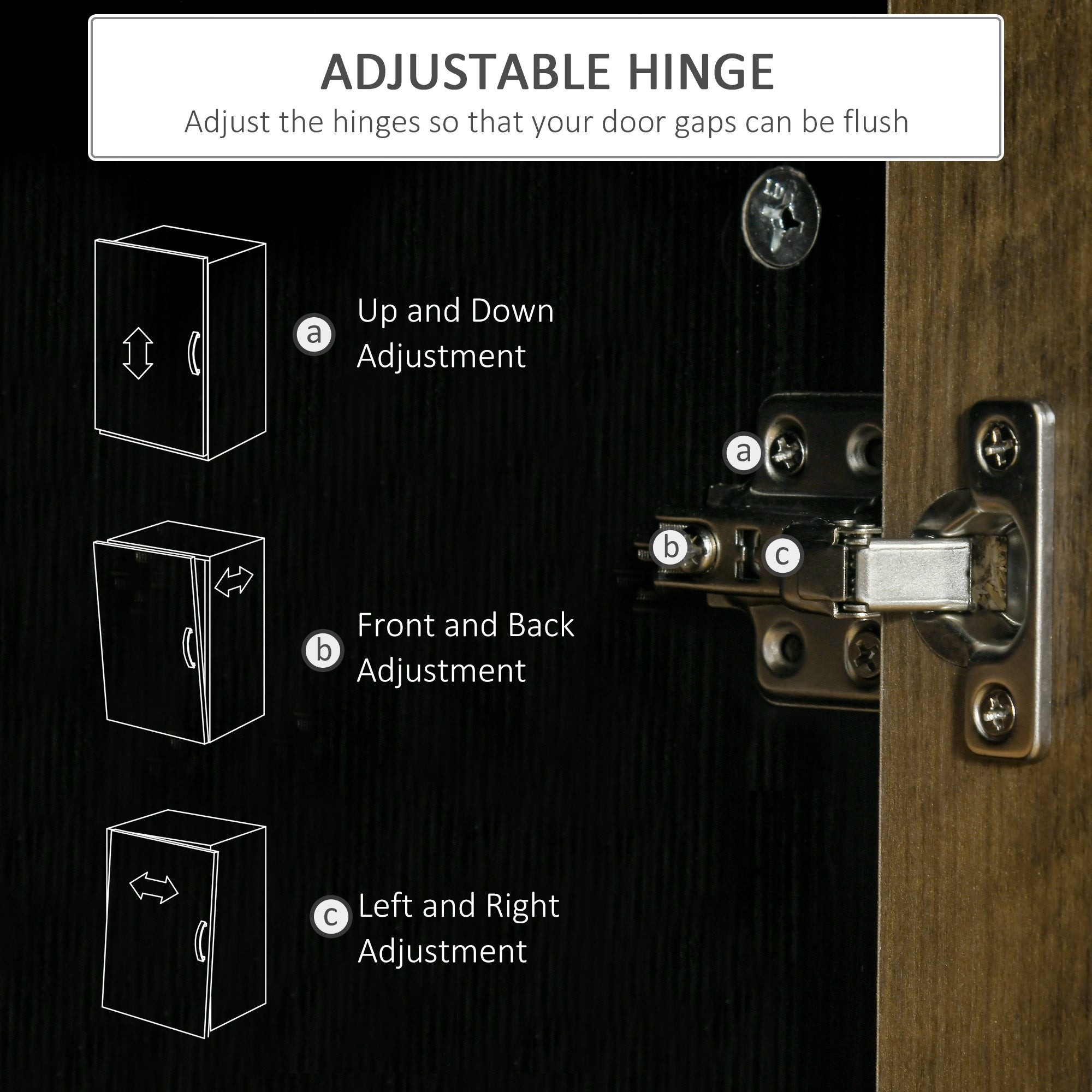 HOMCOM Kitchen Sideboard, Glass Door Buffet Cabinet, Accent Storage Cabinet with 2 Glass Doors and Adjustable Shelf, Black Wood Grain