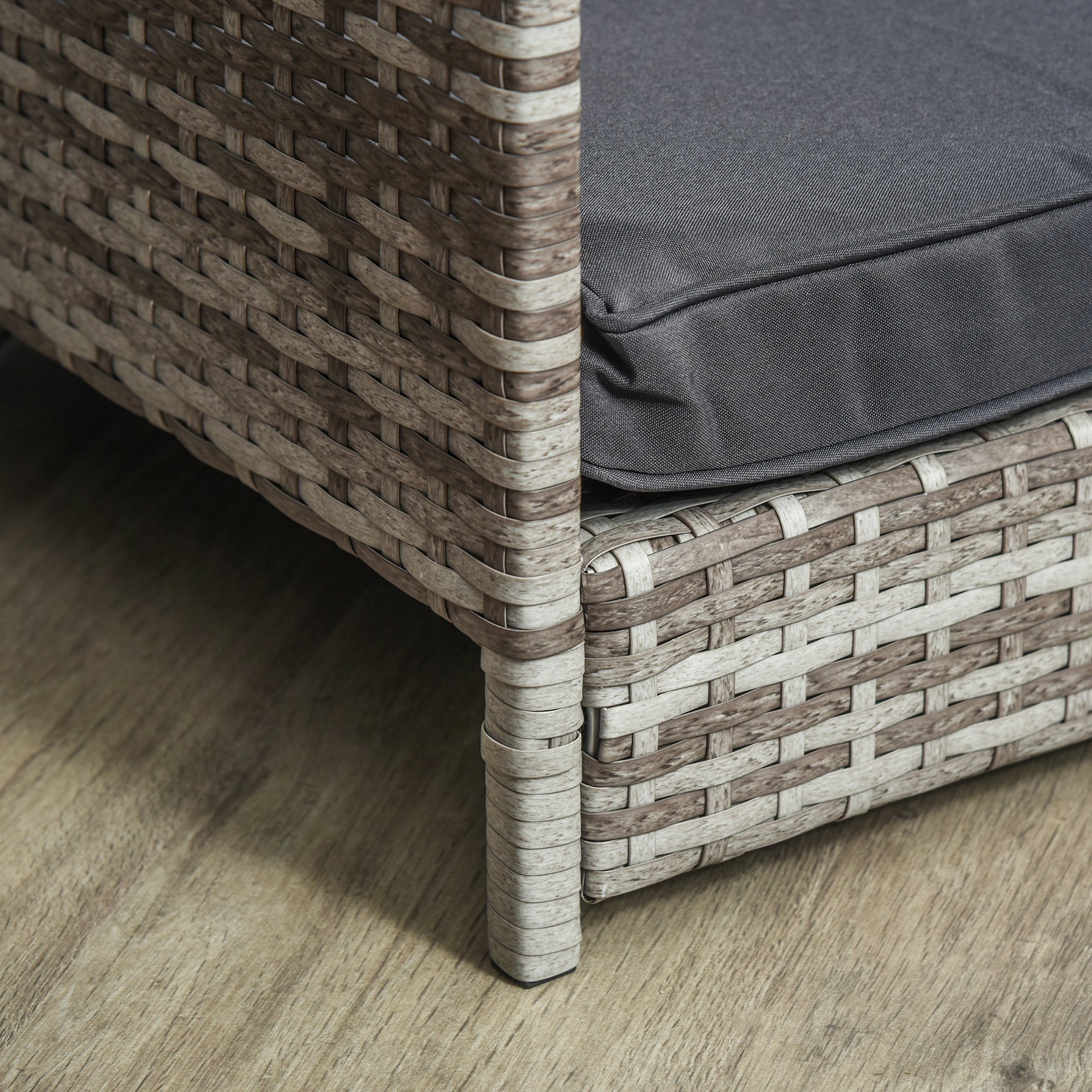 PawHut Elevated Rattan Dog House Outdoor with Canopy, Wicker Dog Bed with Water-Resistant Cushion, for Small and Medium Dogs Dark Grey