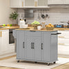 HOMCOM Kitchen Island with Storage, Rolling Kitchen Cart with Rubberwood Top, Drawer, Spice Rack, Towel Rack, Storage Cabinet with Inner Adjustable Shelves, Grey