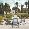 Outsunny 5 Pieces Patio Table and Chairs, Outdoor Dining Set with 4 Folding Chairs, Tempered Glass Tabletop and Parasol Hole, Breathable Mesh Patio Dining Set for Garden, Grey