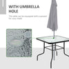 Outsunny 5 Pieces Patio Table and Chairs, Outdoor Dining Set with 4 Folding Chairs, Tempered Glass Tabletop and Parasol Hole, Breathable Mesh Patio Dining Set for Garden, Grey